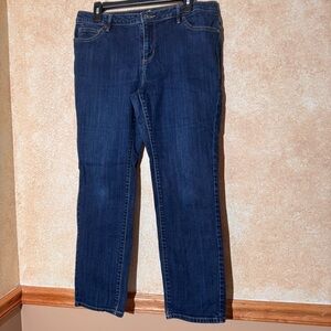 Liz Claiborne Dark Blue Women's Classic Fit Straight Leg Jeans Size: 14P